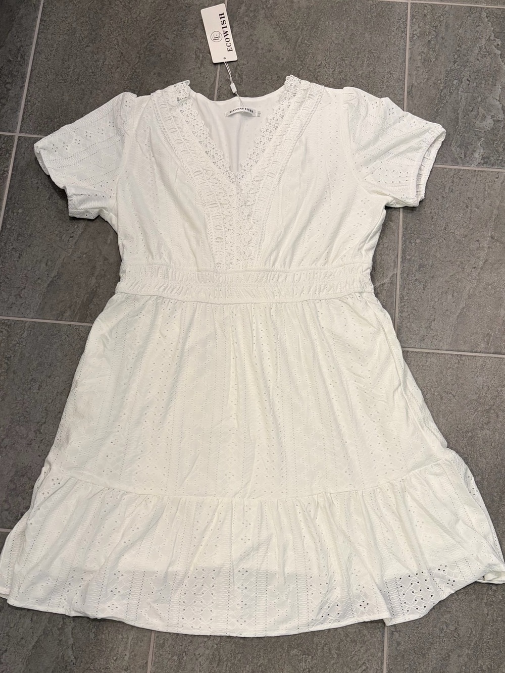 Women’s white/cream Ecowish eyelet sundress, NWT, size L